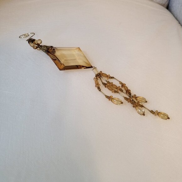 Vintage Christmas Ornament Amber Crystal Large Holiday Decor Tree Hanging - Picture 5 of 8